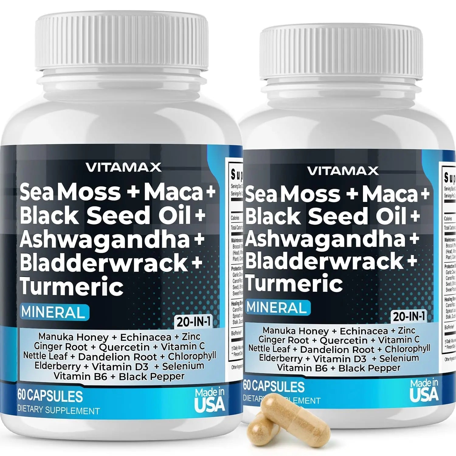 Sea Moss 3000mg Maca 1000mg Black Seed Oil 2000mg Ashwagandha 1000mg Bladderw - TrustMedUSA