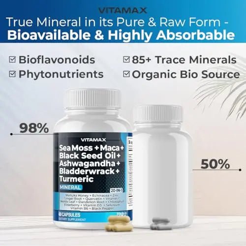 Sea Moss 3000mg Maca 1000mg Black Seed Oil 2000mg Ashwagandha 1000mg Bladderw - TrustMedUSA