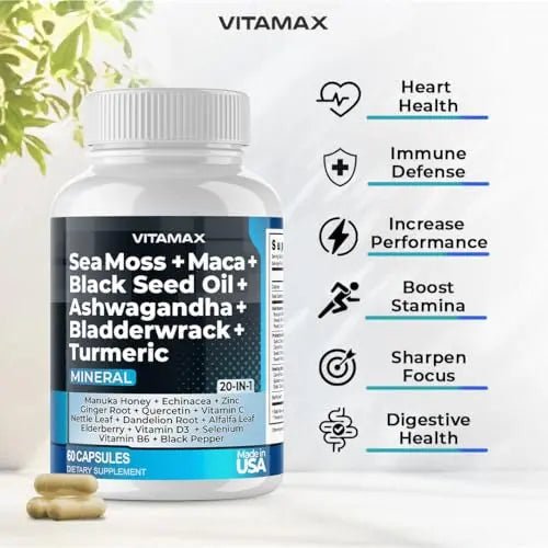 Sea Moss 3000mg Maca 1000mg Black Seed Oil 2000mg Ashwagandha 1000mg Bladderw - TrustMedUSA