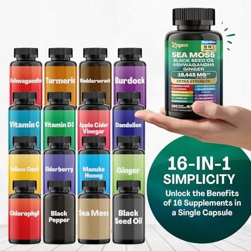 Sea Moss 7000mg Black Seed Oil 4000mg Ashwagandha 2000mg Turmeric 2000mg - TrustMedUSA