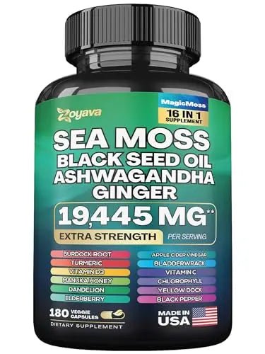 Sea Moss 7000mg Black Seed Oil 4000mg Ashwagandha 2000mg Turmeric 2000mg - TrustMedUSA