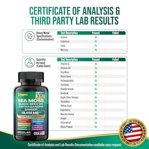 Sea Moss 7000mg Black Seed Oil 4000mg Ashwagandha 2000mg Turmeric 2000mg - TrustMedUSA