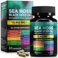 Sea Moss Black Seed Oil Ashwagandha Ginger Capsules, Seamoss Capsules Supplement with Bladderwrack Burdock & Vitamin C Vitamin D3 for Women & Men-Enhanced Immunity,60 Counts - TrustMedUSA