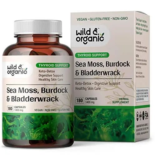 Sea Moss Capsules - 180 Caps Wildcrafted Irish Moss, Burdock Root & Bladderwrack - TrustMedUSA