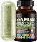 Sea Moss Capsules with Ashwagandha, Turmeric, Bladderwrack, Vitamins C & D for Natural Energy, Sleep Support & Hair Growth, 1200mg Herbal Blend, for Man & Women, Third-Party Tested，16-in-1 Supplement - TrustMedUSA