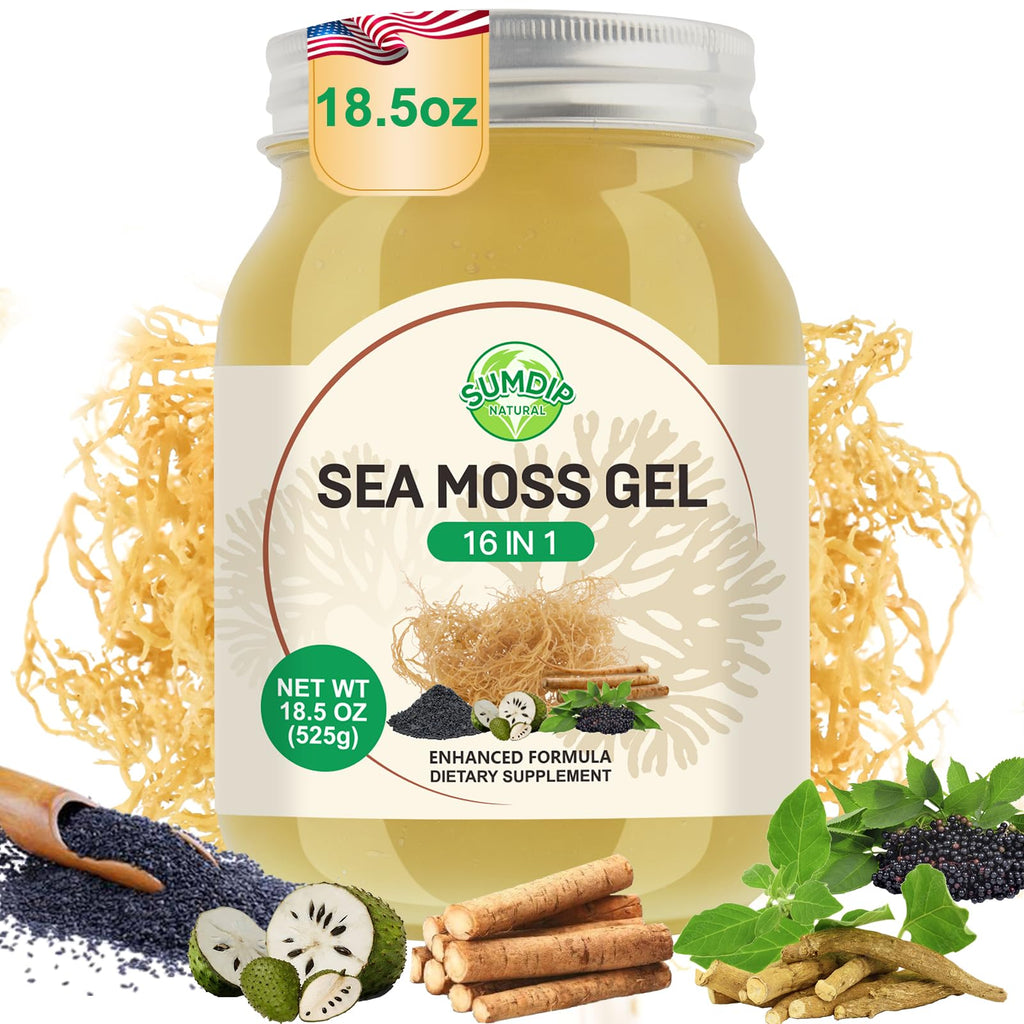 Sea Moss Gel - 18.5 oz Irish Seamoss Gel with Black Seed Oil and Ashwagandha, 16 in 1 Vegan Superfood Rich in Vitamins & Minerals, Raw Wildcrafted Seamoss for Immune & Digestion Support, Original - TrustMedUSA