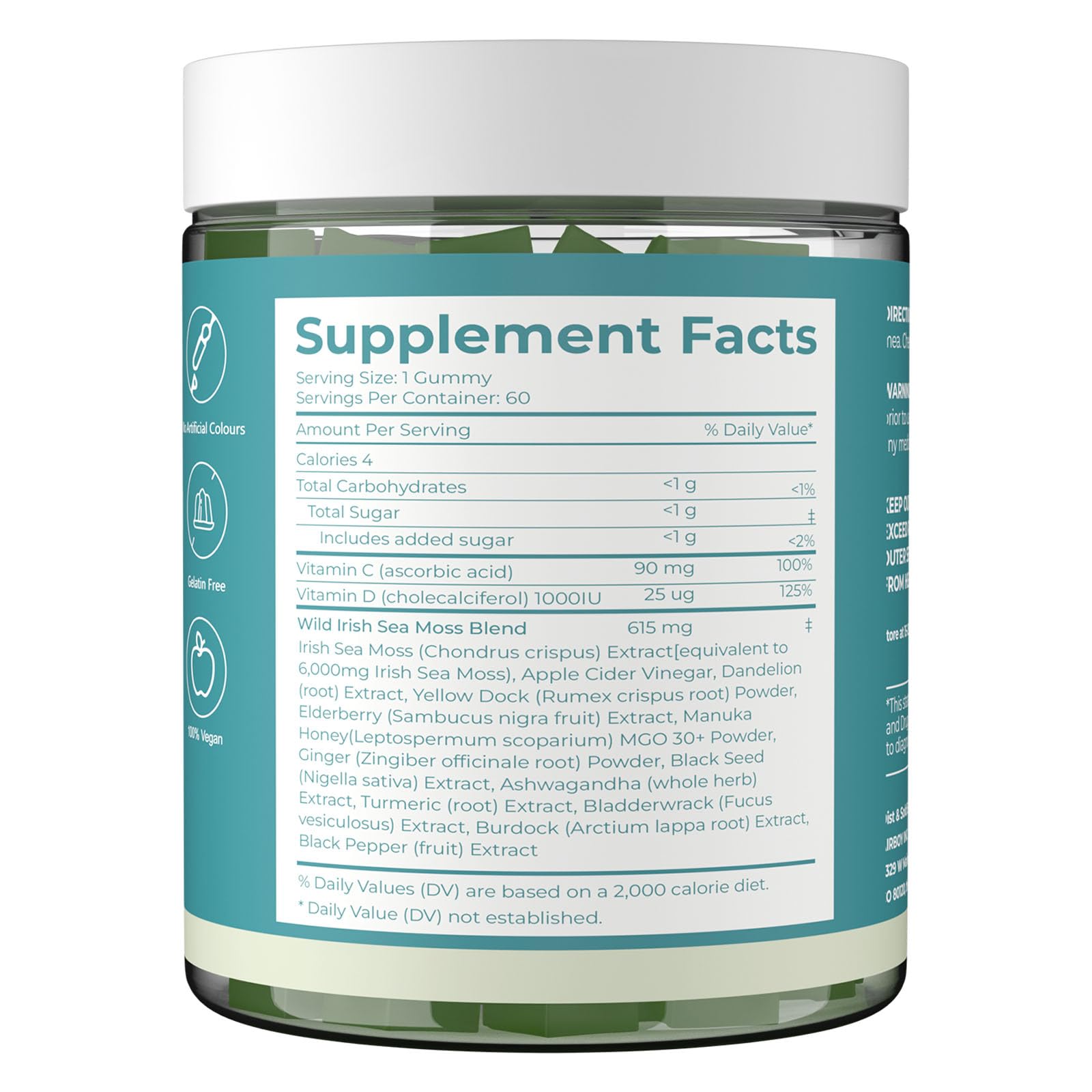 Sea Moss Gummies 16-in-1 - Ashwagandha Black Seed Oil Bladder Wrack Turmeric Vitamin C & D3 with Manuka Burdock Root Dandelion Yellow Dock Natural Detox & Liver Health Immune Support, Energy Boost - TrustMedUSA