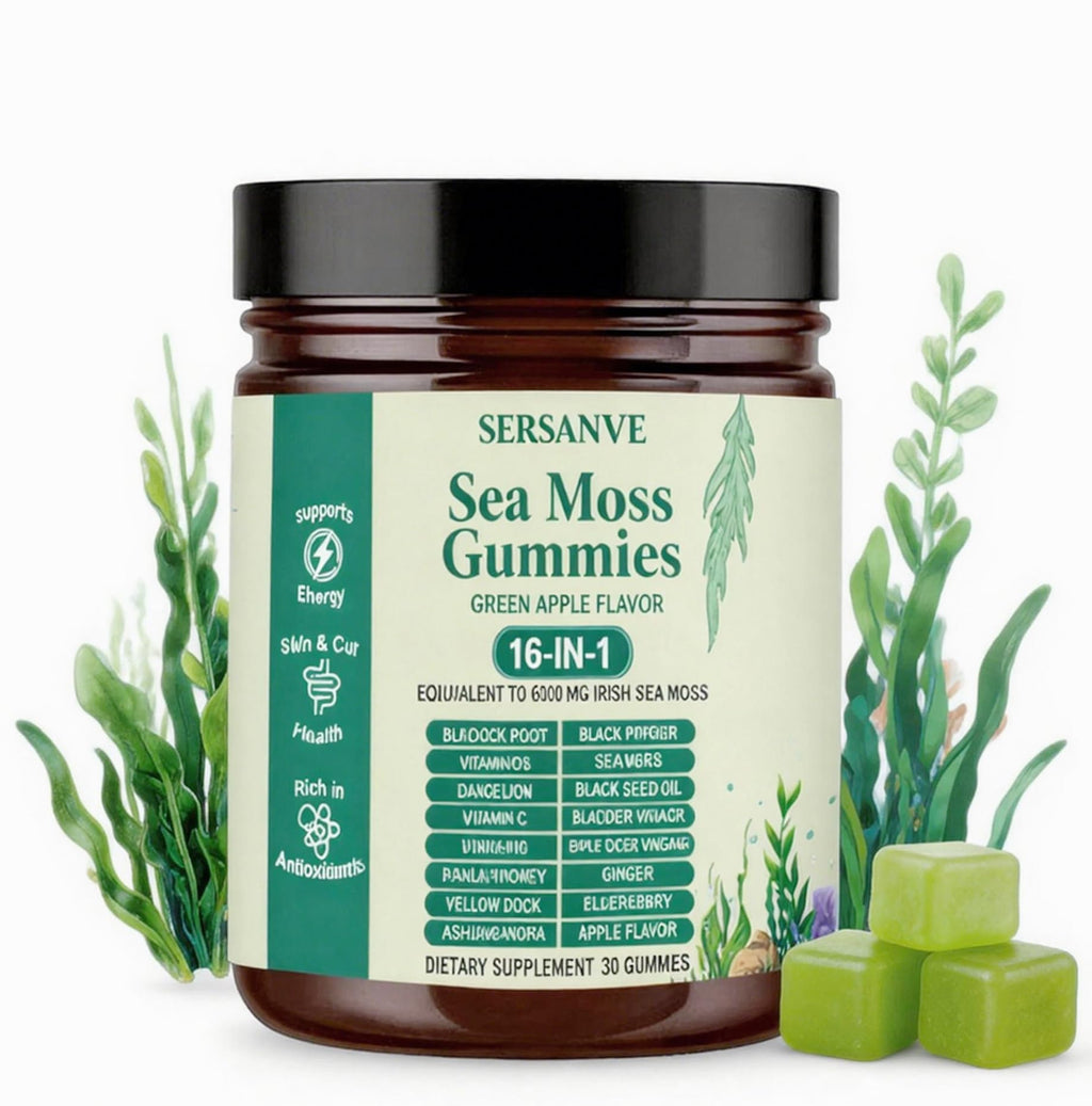 Sea Moss Gummies 16-in-1, with Black Seed Oil, Ashwagandha & Elderberry | Organic Irish Sea Moss Supplement for Men & Women | Daily Support with Manuka, Burdock Root & Vitamins C & D3, 30 Gummies - TrustMedUSA