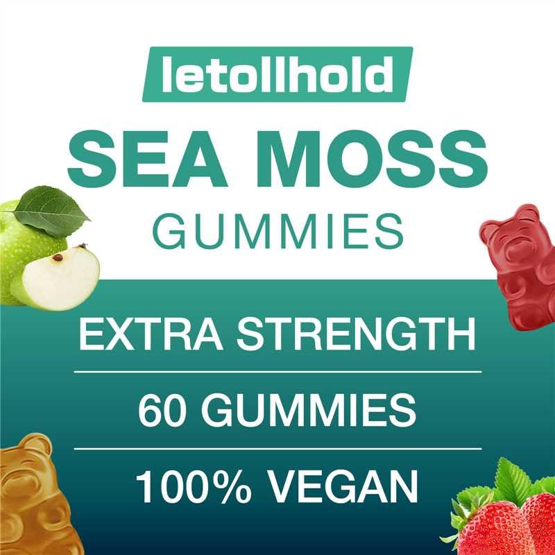 Sea Moss Gummies - Irish Sea Moss Gummies Advanced for Adults with Ashwagandha Bladderwrack & Burdock Root for Supports Immune，Energy - 60 Vegan Gummy,5PCS - TrustMedUSA