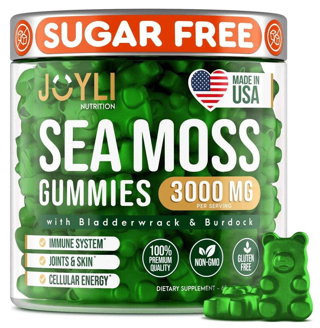 Sea Moss Gummies - Irish Seamoss Gummies for Adults & Kids - Advanced Superfood Supplement with Natural Sea Moss Gel, Bladderwrack & Burdock Root Extract - 60 Vegan Irish Moss Gummy Bears - TrustMedUSA