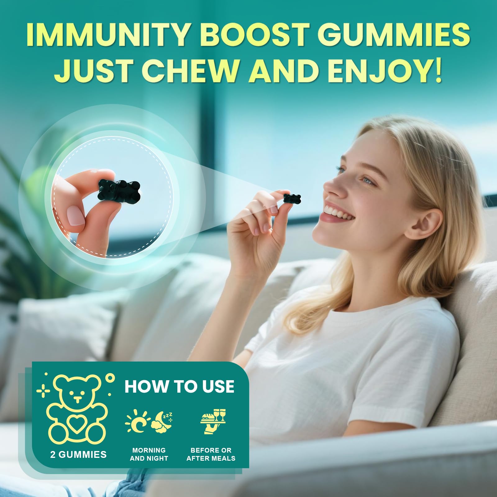 Sea Moss Gummies with Ashwagandha & Chlorophyll, Immune, Digestive and Gut Detox Support, Powered by Black Seed Oil, Vitamin C, Vitamin D & Magnesium, GMO, Vegan, Apple Flavor, 60 SeaMoss Gummies - TrustMedUSA