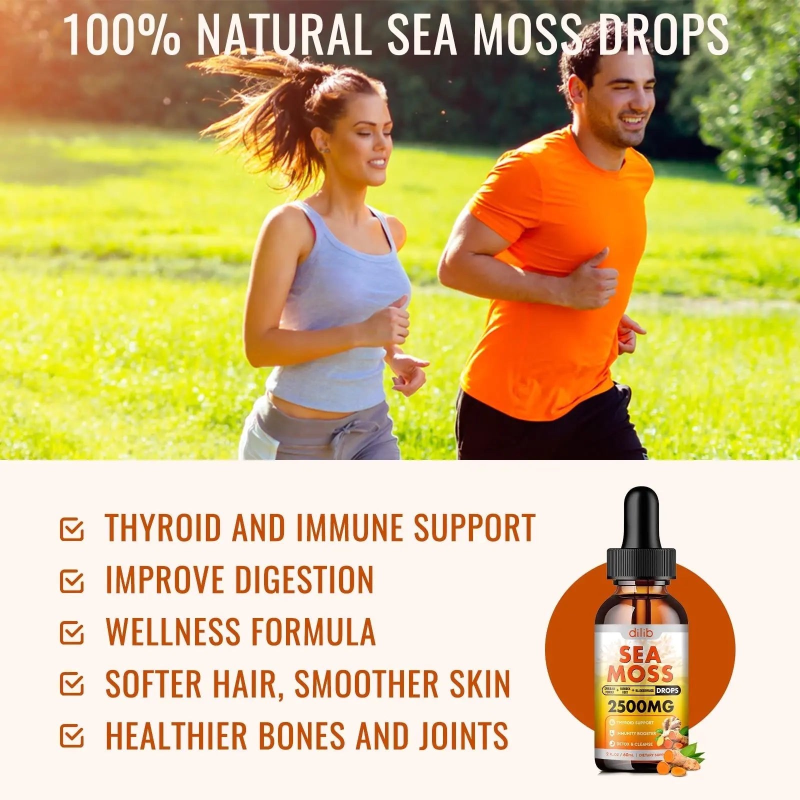 Sea Moss Liquid Drops: Organic Irish Sea Moss 2500mg with Turmeric, Bladderwrack - TrustMedUSA