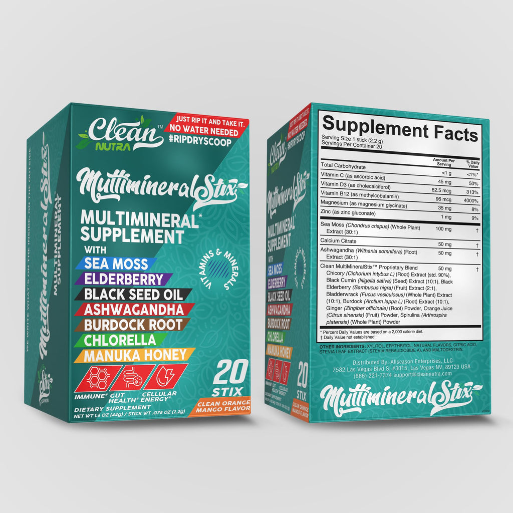 Sea Moss Powder Elderberry Ashwagandha Chlorella Manuka Honey VitaminD3 Vitamin C Zinc Spirulina Iodine Greens Detox Immune Support Sugar Free Hydration Powder Drink Mix – 20 Sticks - TrustMedUSA