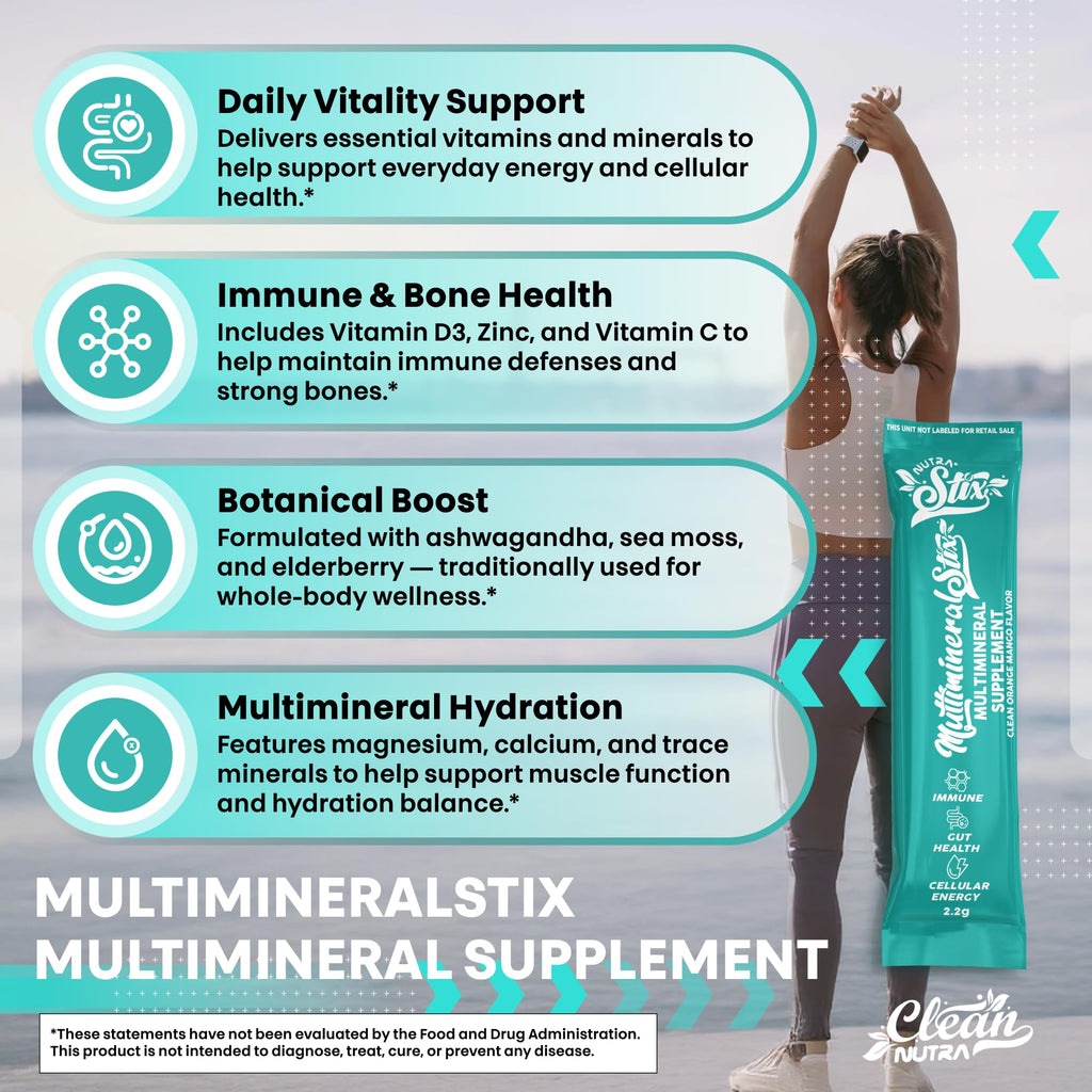 Sea Moss Powder Elderberry Ashwagandha Chlorella Manuka Honey VitaminD3 Vitamin C Zinc Spirulina Iodine Greens Detox Immune Support Sugar Free Hydration Powder Drink Mix – 20 Sticks - TrustMedUSA