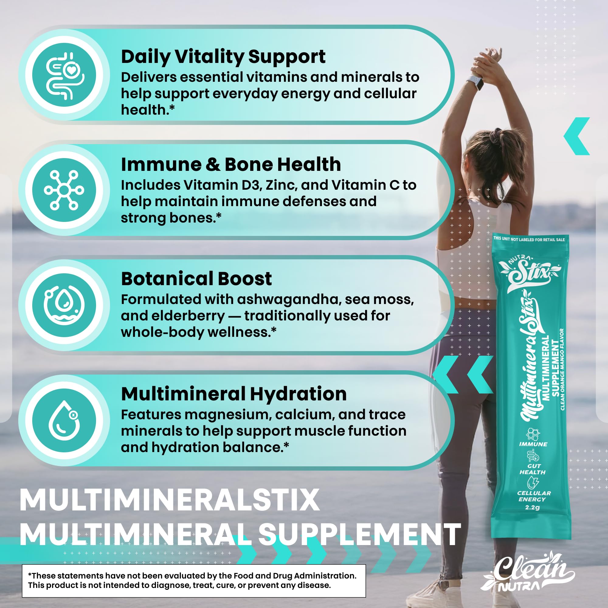 Sea Moss Powder Elderberry Ashwagandha Chlorella Manuka Honey VitaminD3 Vitamin C Zinc Spirulina Iodine Greens Detox Immune Support Sugar Free Hydration Powder Drink Mix – 20 Sticks - TrustMedUSA