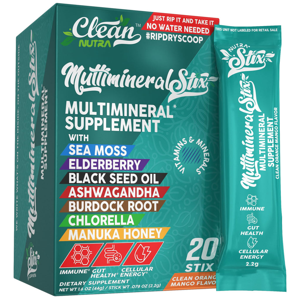 Sea Moss Powder Elderberry Ashwagandha Chlorella Manuka Honey VitaminD3 Vitamin C Zinc Spirulina Iodine Greens Detox Immune Support Sugar Free Hydration Powder Drink Mix – 20 Sticks - TrustMedUSA