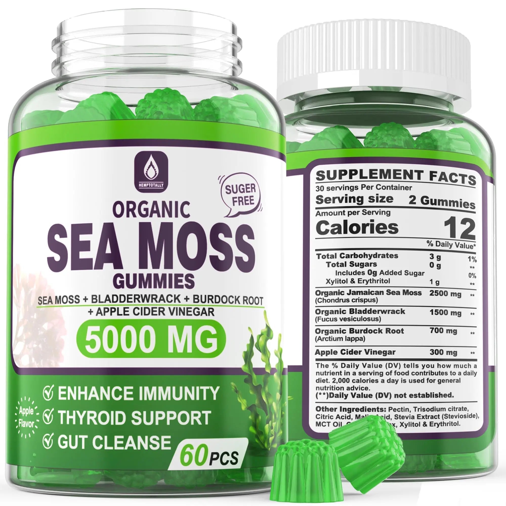Sea Moss Supplement 5000mg, Sugar Free Sea Moss Gummies, Irish Sea Moss - TrustMedUSA