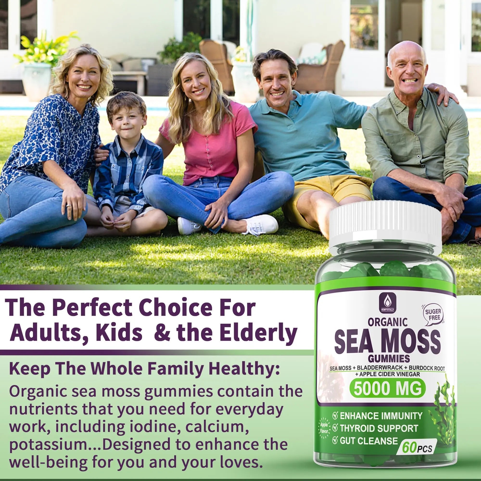 Sea Moss Supplement 5000mg, Sugar Free Sea Moss Gummies, Irish Sea Moss - TrustMedUSA