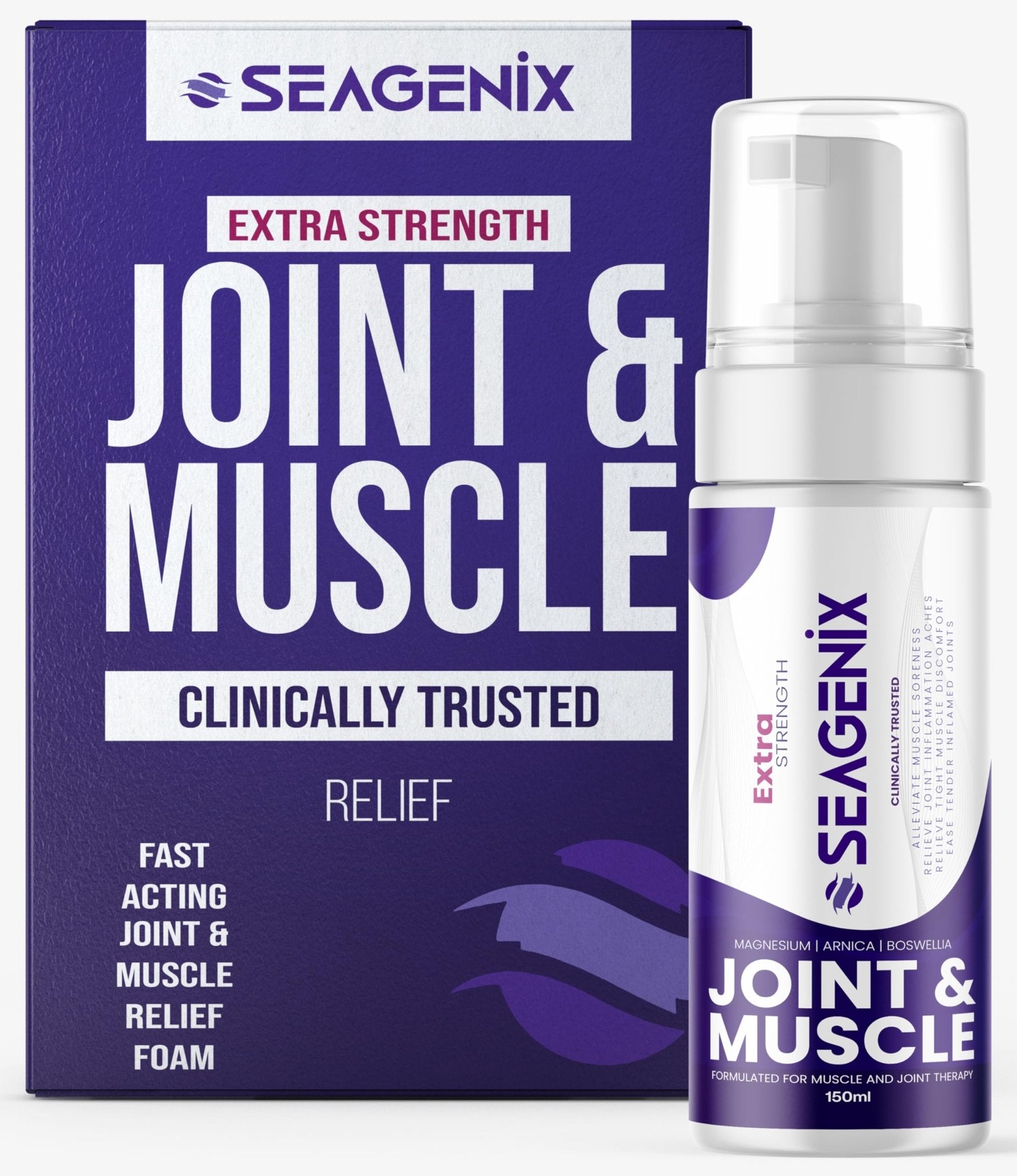 Seagenix Extra Strength Muscle + Joint Foam - Magnesium | Boswellia | Arnica | Formula - Joint and Muscle Relief – Ease Inflamed Joints and Muscles - All Natural – Joints + Muscle Relief - TrustMedUSA