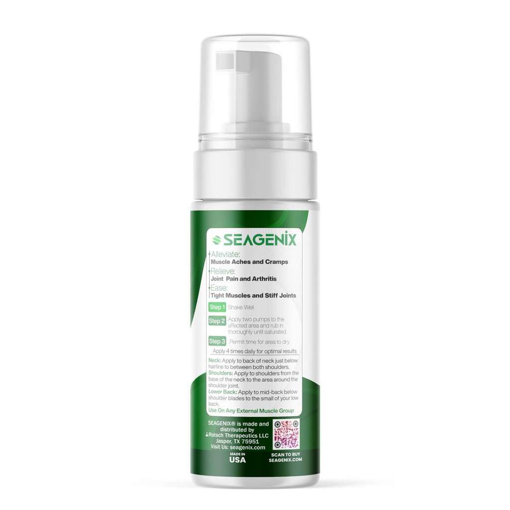 Seagenix Menthol Relief Muscle and Joint Foam - Magnesium Spray Menthol Formula - Joint and Muscle Relief – Relax Tight Muscles – Ease Muscle Cramps Fast - All Natural – Relief for Legs, Neck, Back. - TrustMedUSA
