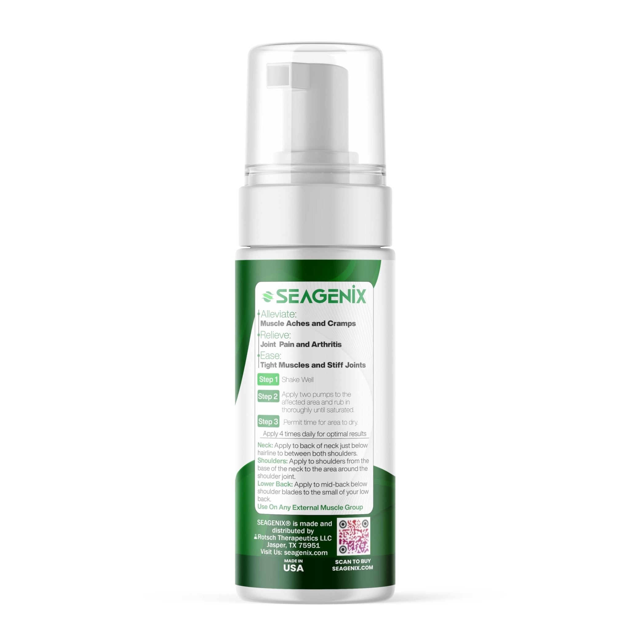 Seagenix Menthol Relief Muscle and Joint Foam - Magnesium Spray Menthol Formula - Joint and Muscle Relief – Relax Tight Muscles – Ease Muscle Cramps Fast - All Natural – Relief for Legs, Neck, Back. - TrustMedUSA