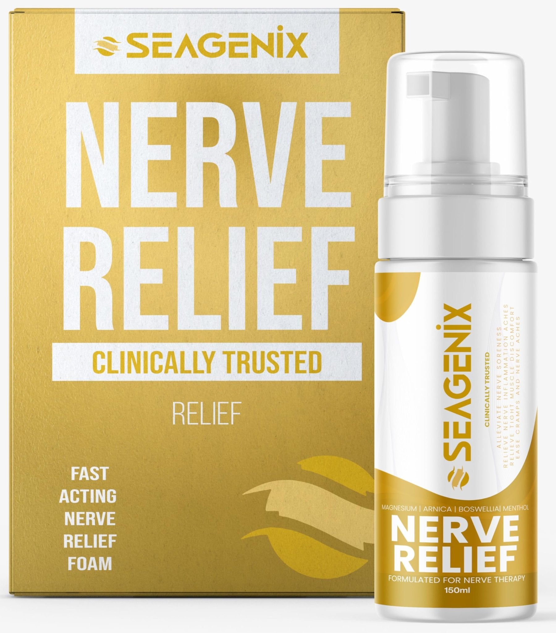 Seagenix Nerve Relief Muscle Foam - Nerve Spray Magnesium - Arnica - Boswellia - Menthol Formula - Nerve and Muscle Relief – Fast-Acting with Magnesium Sulfate - 150 ml - 1 Count - TrustMedUSA