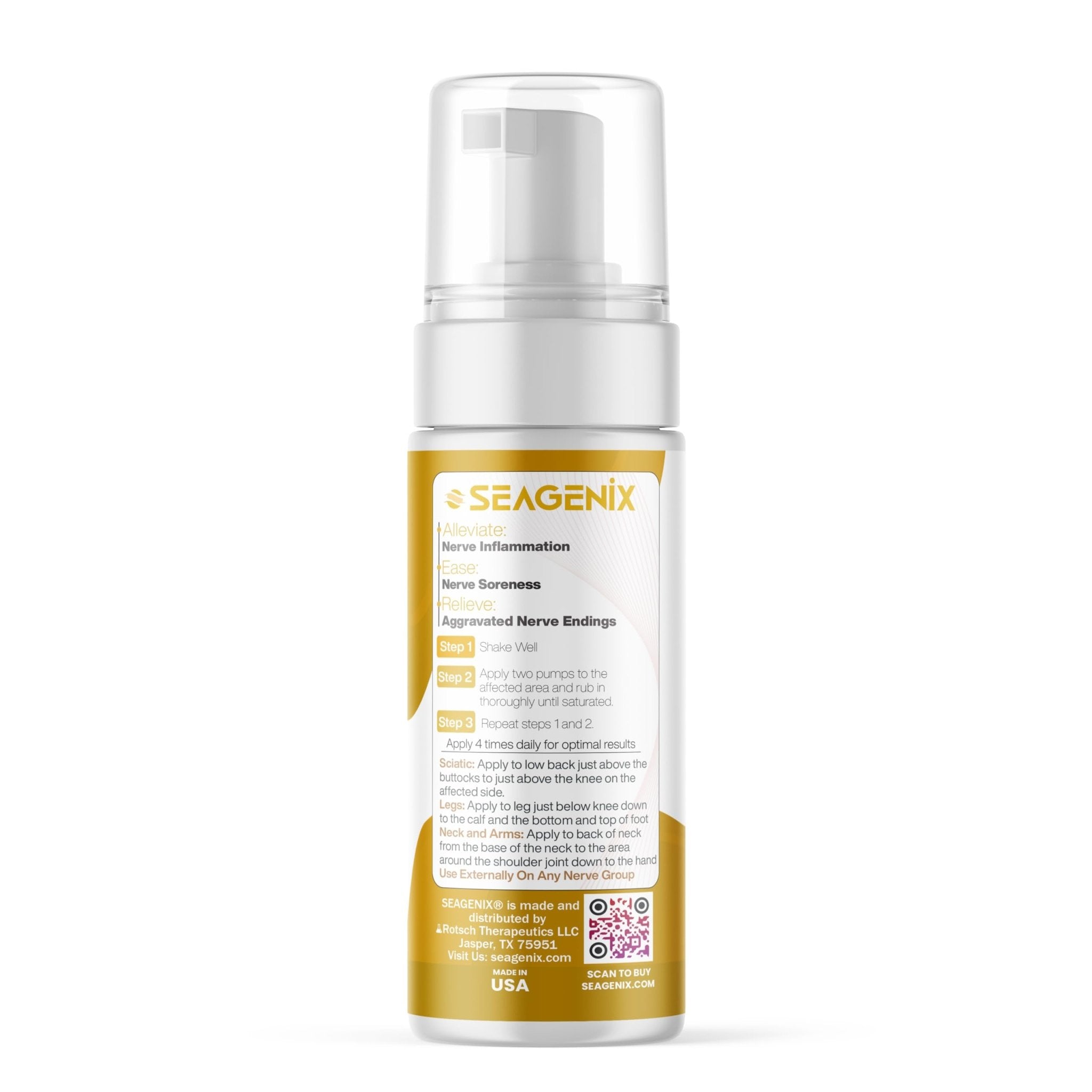 Seagenix Nerve Relief Muscle Foam - Nerve Spray Magnesium - Arnica - Boswellia - Menthol Formula - Nerve and Muscle Relief – Fast-Acting with Magnesium Sulfate - 150 ml - 1 Count - TrustMedUSA