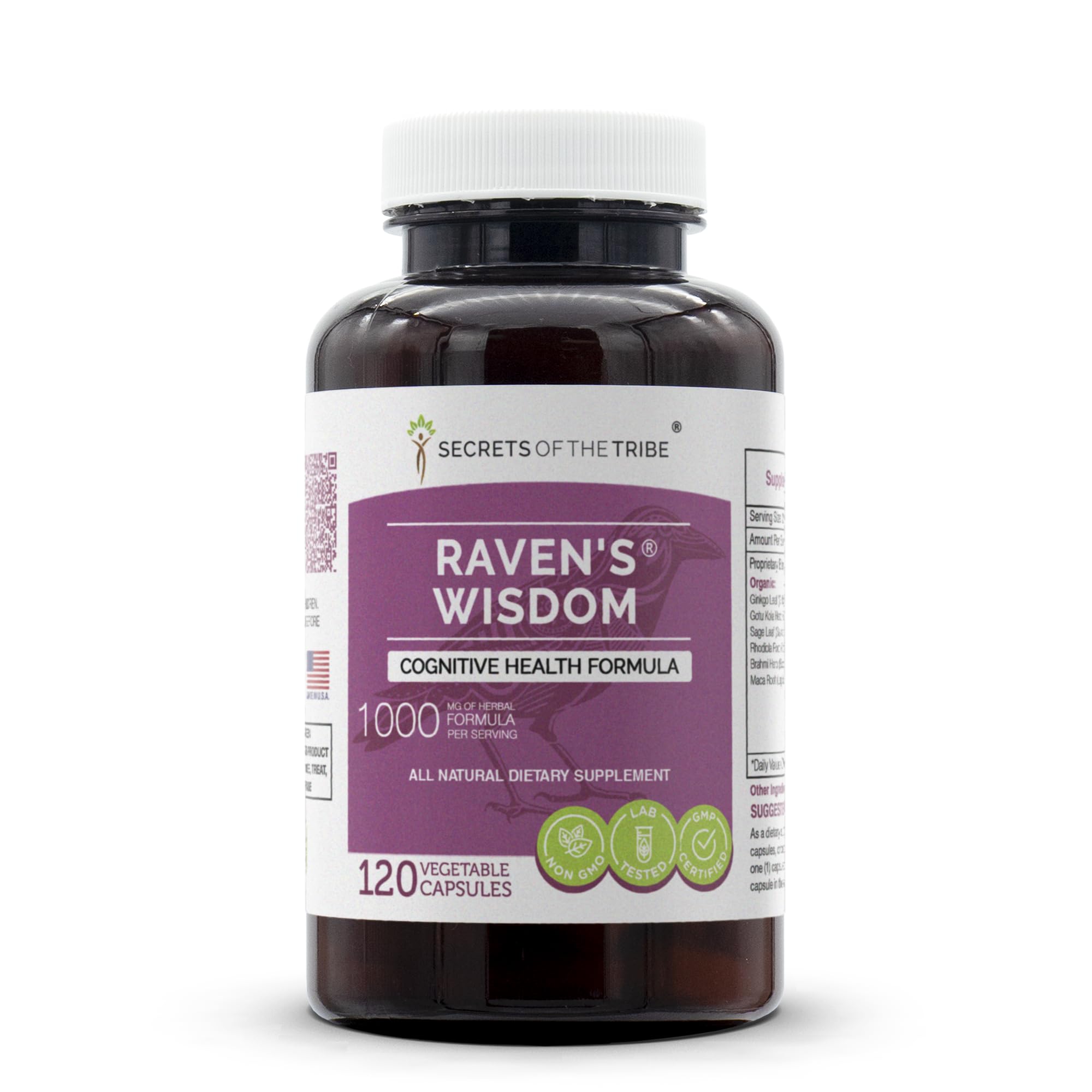 Secrets of the Tribe - Raven's Wisdom, Cognitive Health Formula, Herbal Supplement Blend (120 Capsules) - TrustMedUSA