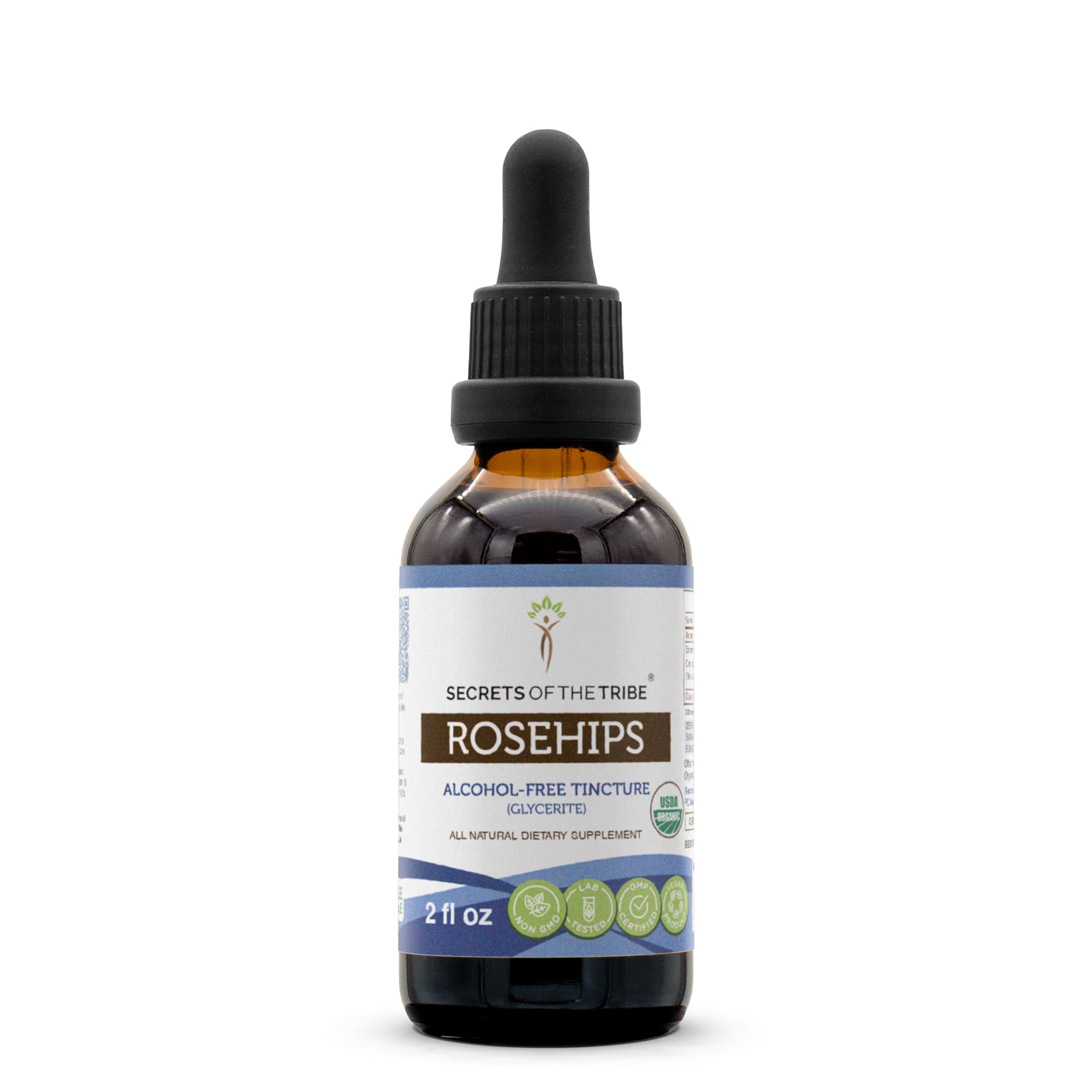 Secrets of the Tribe Rosehips USDA Organic | Alcohol-Free Extract, High-Potency Herbal Drops | Made from 100% Certified Organic Rosehips (Rosa spp.) Dried Fruit (2 oz) - TrustMedUSA