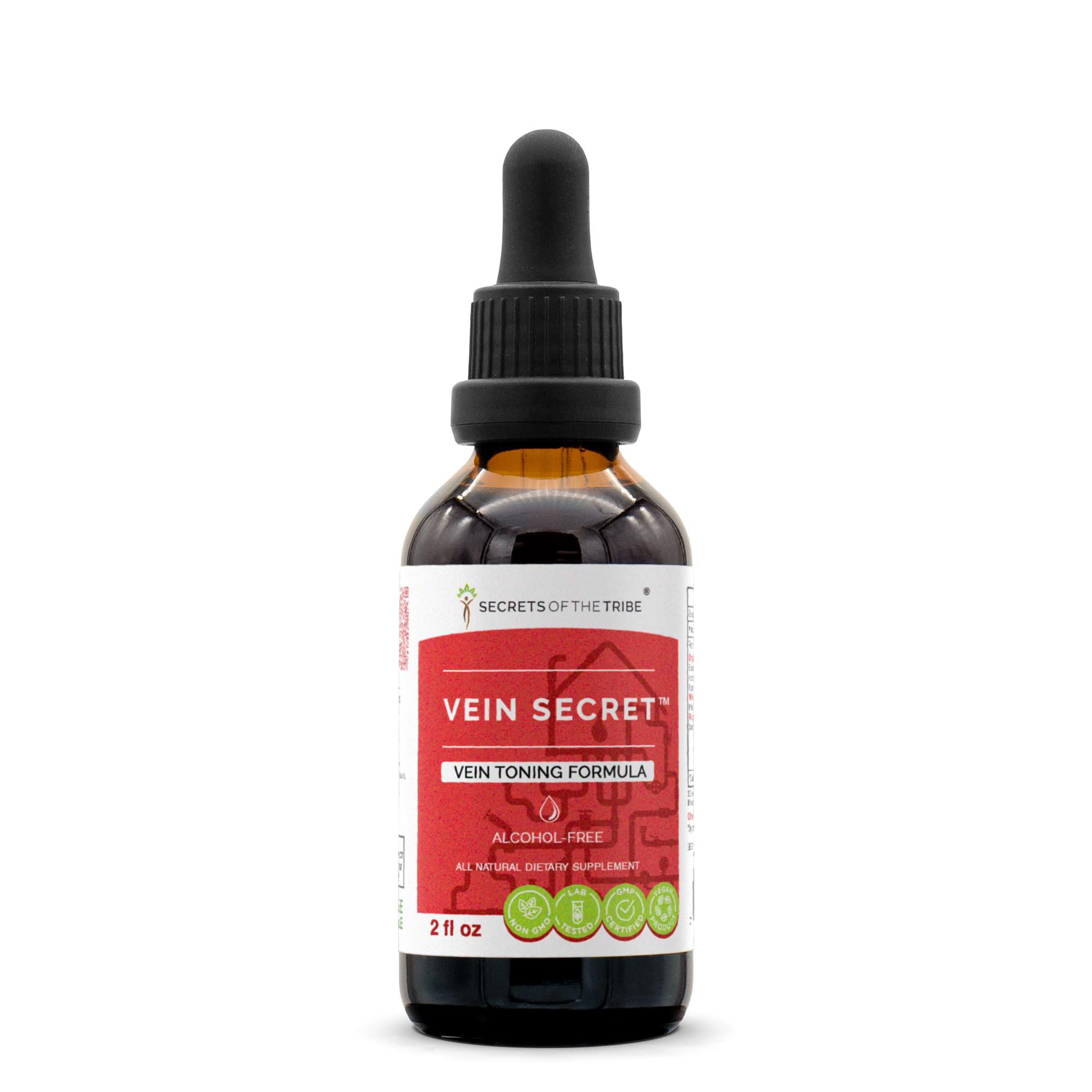 Secrets of the Tribe - Vein Secret, Vein Tonnig Formula, Herbal Supplement Blend Drops Alcohol-Free Liquid Extract (2 fl oz) - TrustMedUSA