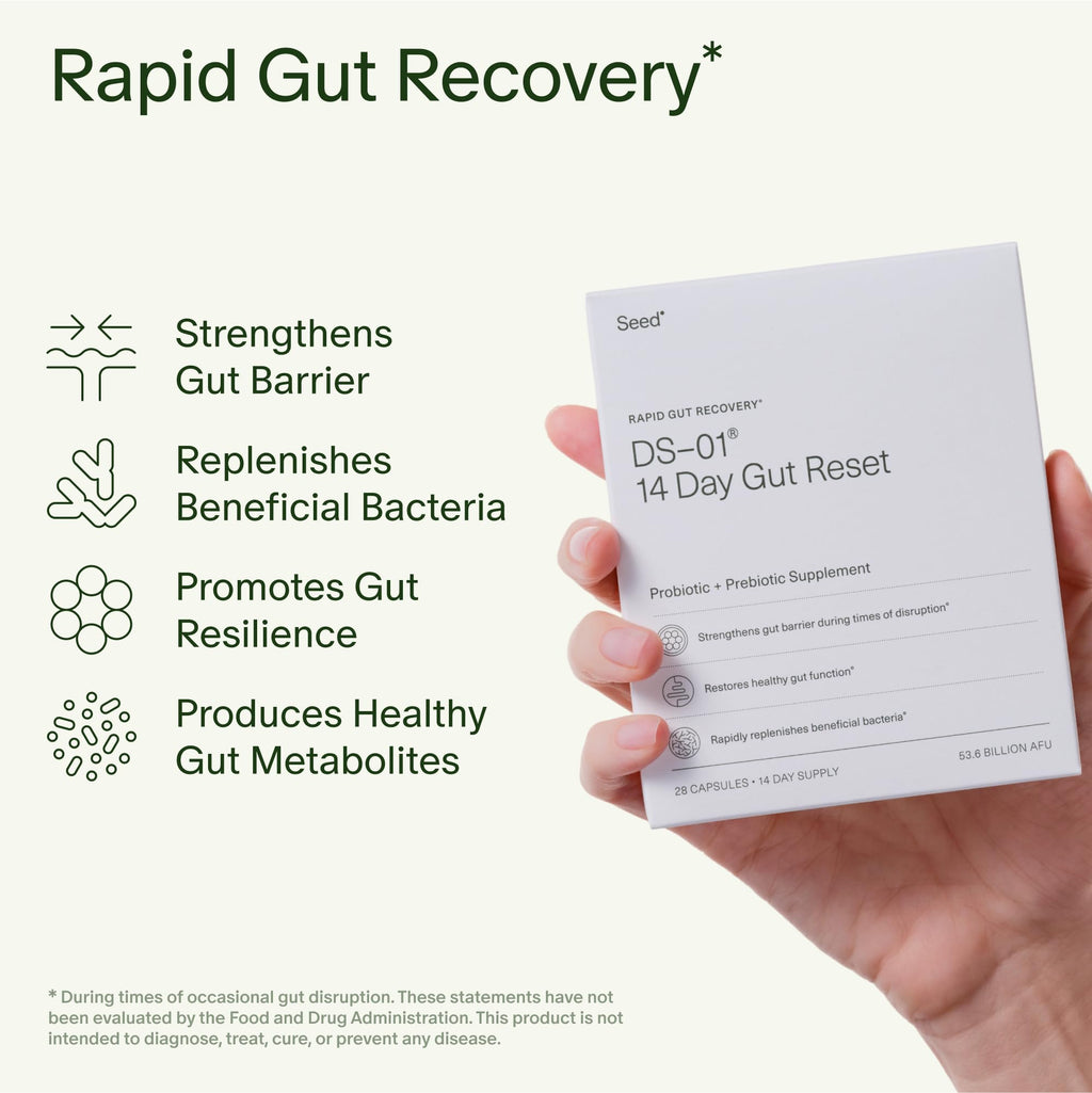Seed 14 Day Gut Reset - Prebiotic and Probiotic for Women & Men - Digestive Health, Gut Health, Rapid Gut Recovery, Bloating & Constipation Relief - Vegan & Shelf-Stable - 28 Capsules (14-Day Supply) - Maple Wellness Supplements