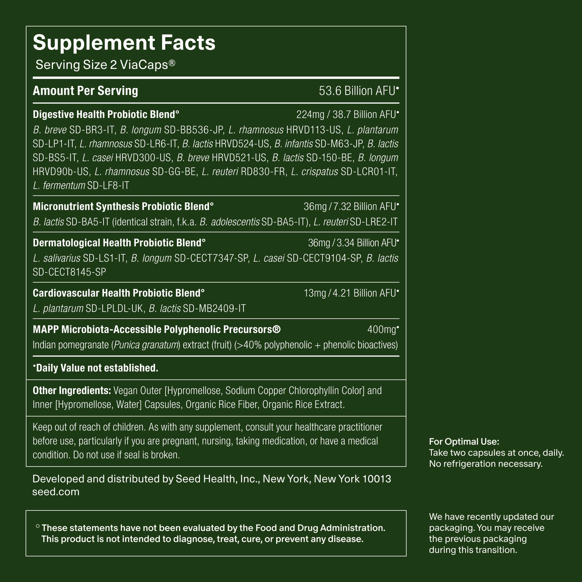 Seed DS-01 Daily Synbiotic - Prebiotic and Probiotic for Women & Men - Digestive Health, Gut Health, Immune Support, Bloating & Constipation Relief - Vegan & Shelf-Stable - 30-Day Starter (60ct) - Maple Wellness Supplements
