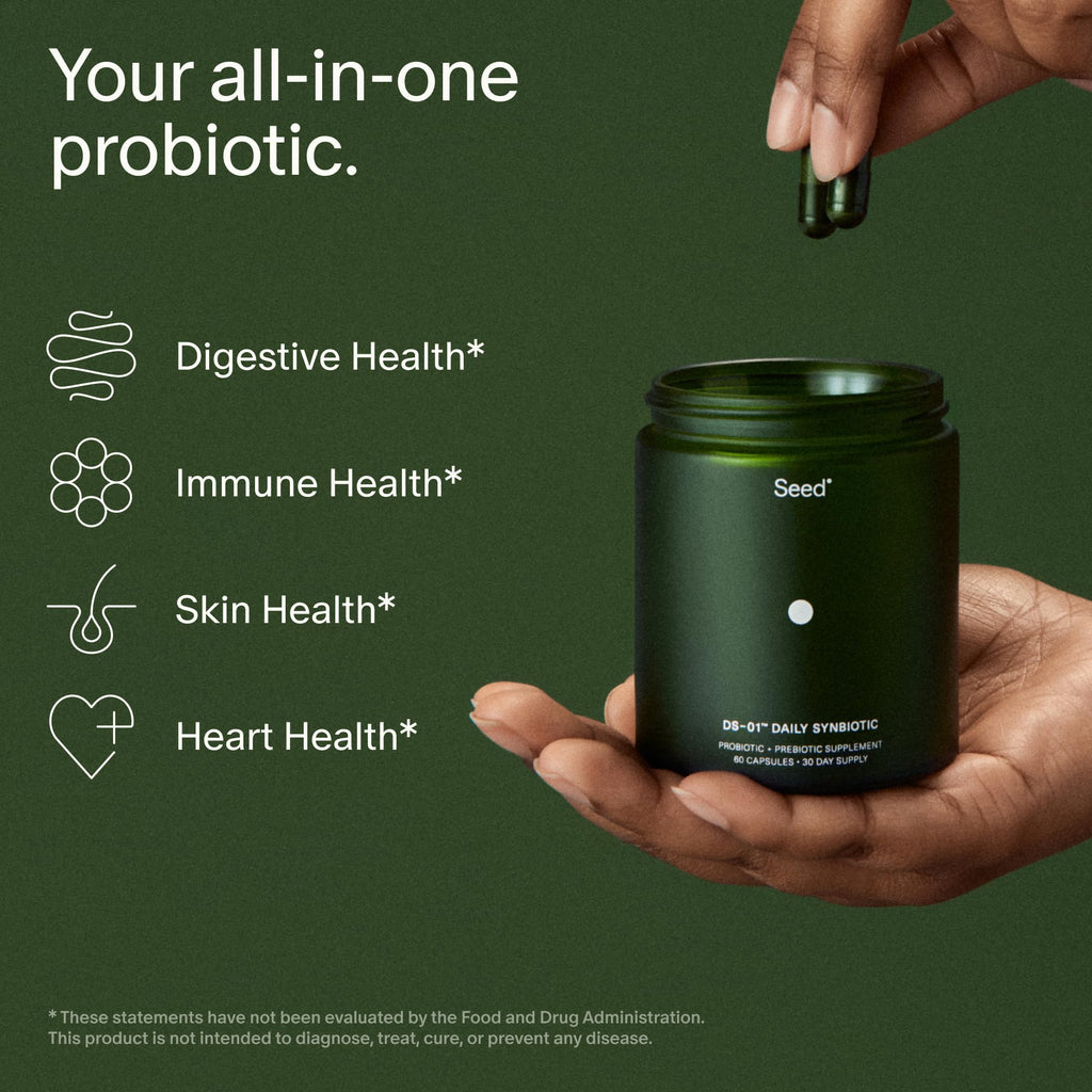 Seed DS-01 Daily Synbiotic - Prebiotic and Probiotic for Women & Men - Digestive Health, Gut Health, Immune Support, Bloating & Constipation Relief - Vegan & Shelf-Stable - 60 Capsules (30-Day Supply) - Maple Wellness Supplements