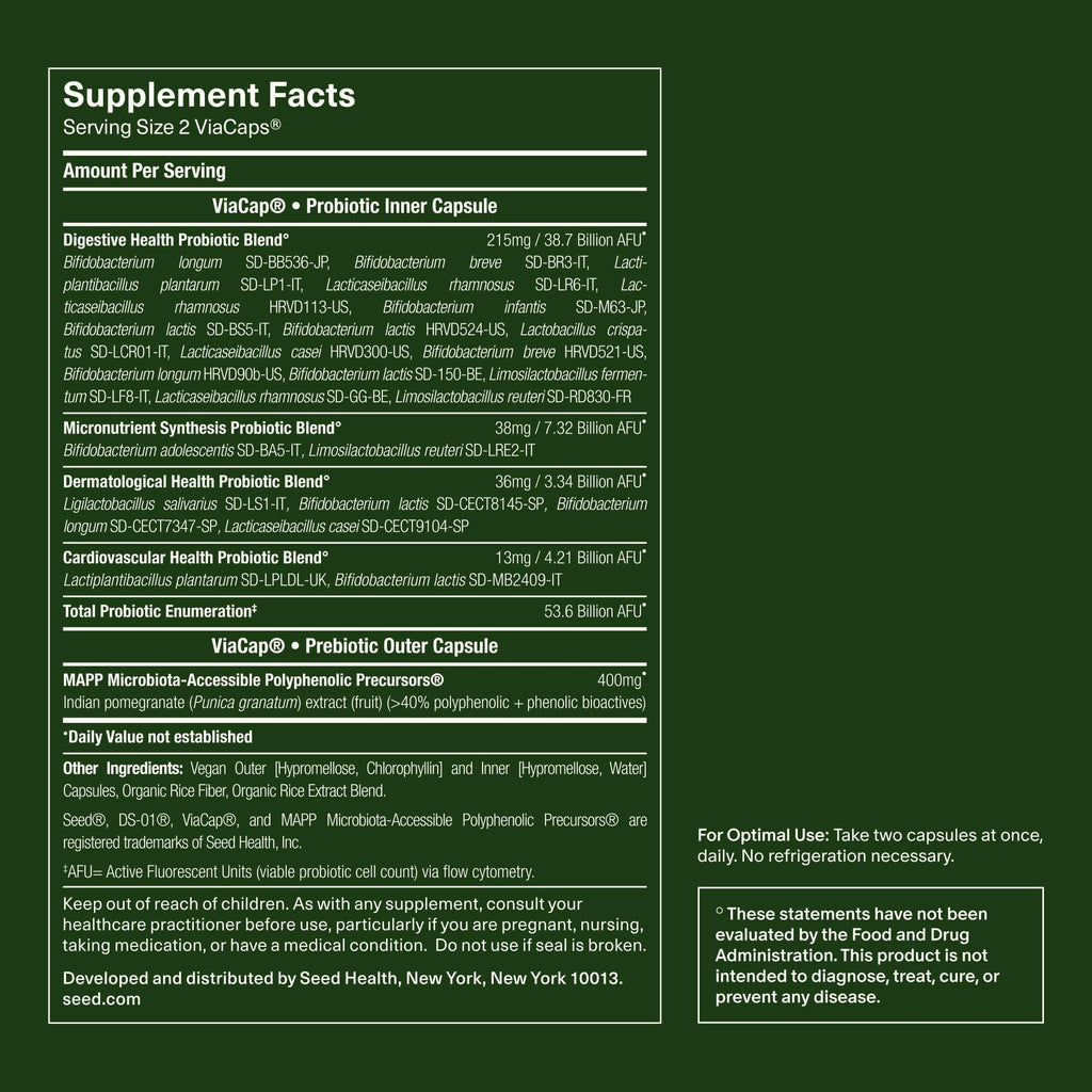 Seed DS-01 Daily Synbiotic - Prebiotic and Probiotic for Women & Men - Digestive Health, Gut Health, Immune Support, Bloating & Constipation Relief - Vegan & Shelf-Stable - 60 Capsules (30-Day Supply) - Maple Wellness Supplements