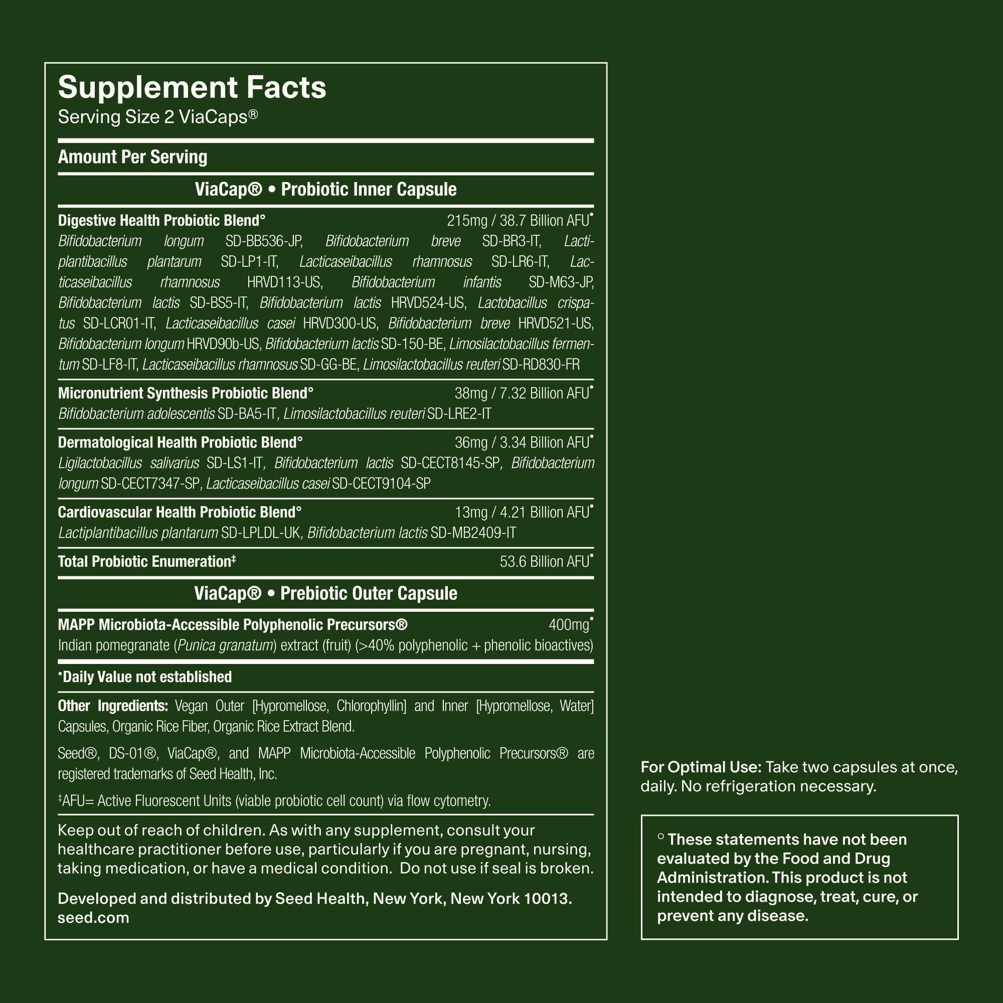 Seed DS-01 Daily Synbiotic - Prebiotic and Probiotic for Women & Men - Digestive Health, Gut Health, Immune Support, Bloating & Constipation Relief - Vegan & Shelf-Stable - 60 Capsules (30-Day Supply) - Maple Wellness Supplements