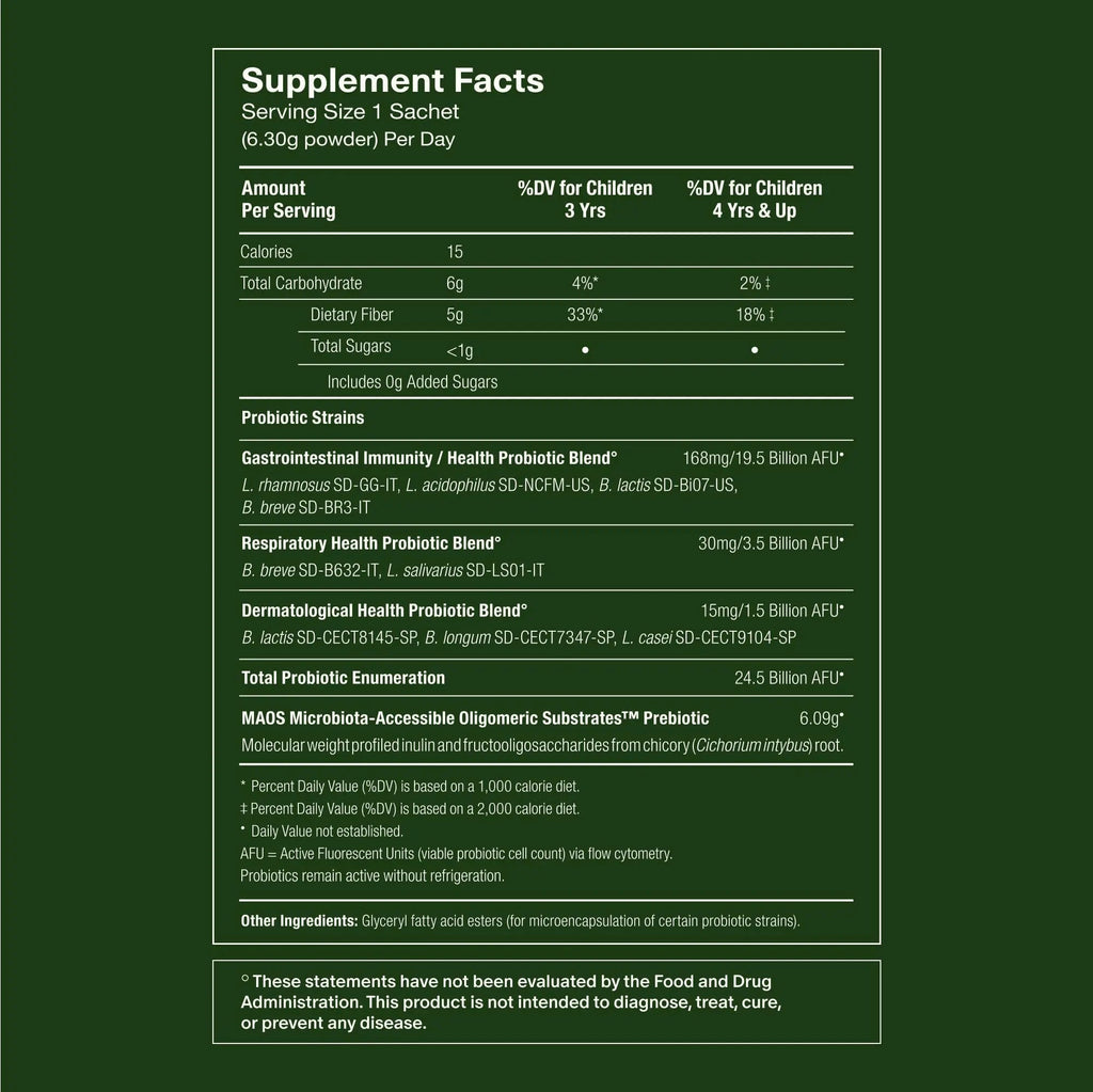 Seed PDS-08 Pediatric Daily Synbiotic - Fiber-Based Prebiotic & Probiotic for Kids - Digestive Health, Regularity, Constipation Relief - Ages 3-17 - Vegan and Shelf-Stable - 30 Sachets (30-Day Supply) - TrustMedUSA