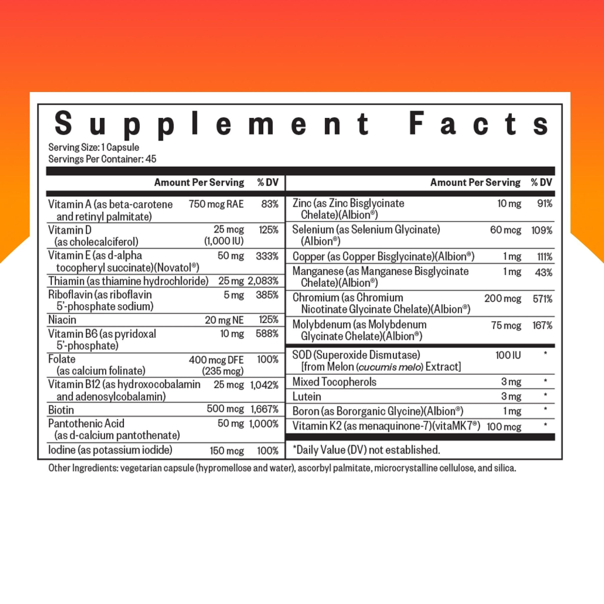Seeking Health Multivitamin One MF - MTHFR Support Supplement with Calcium Folinate & Vitamin B12 - Easy-to-Digest - Methyl-Free Vegetarian Capsule - 45 Veggie Capsules - TrustMedUSA