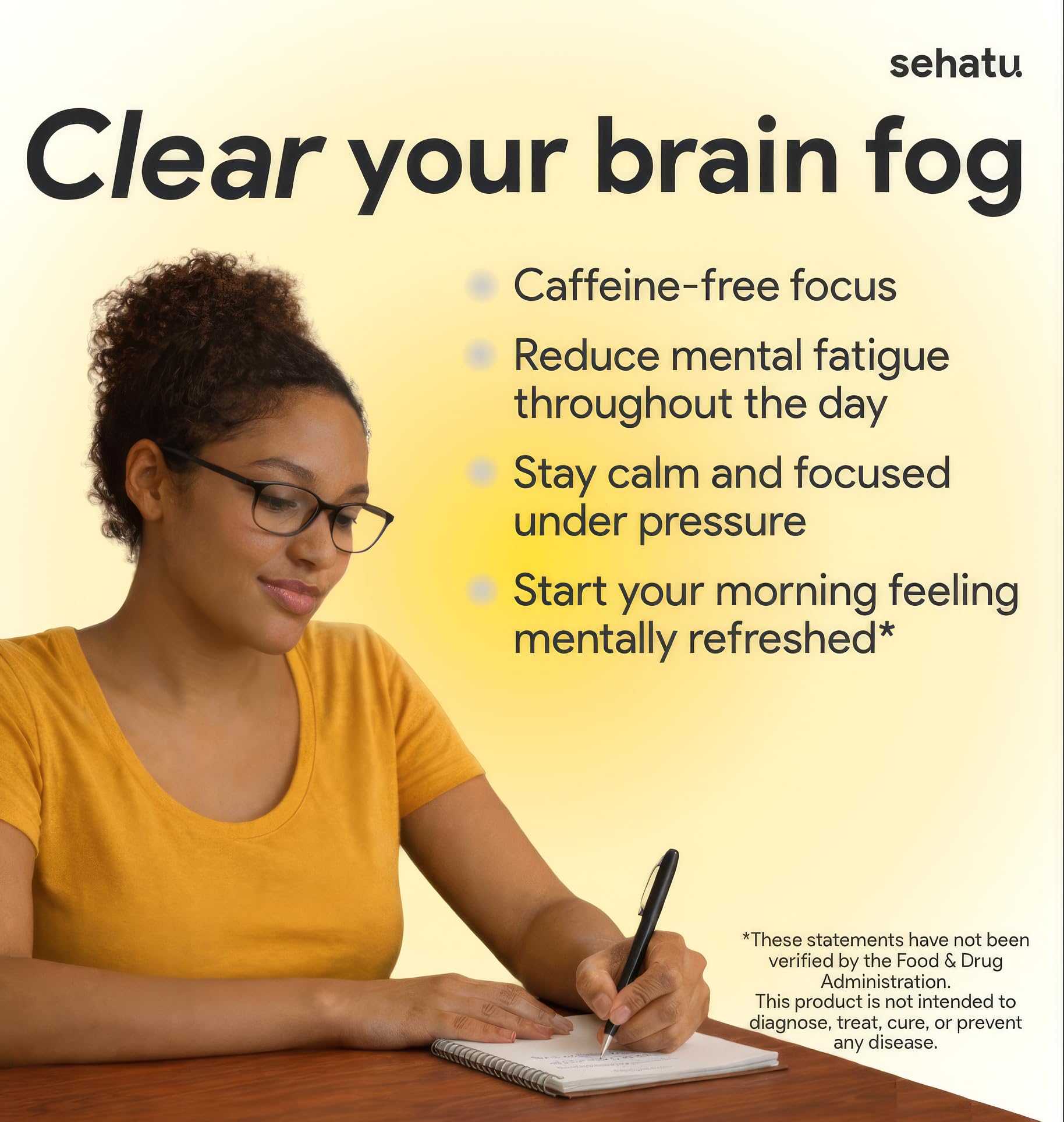 SEHATU Clarity Plus Cognitive Wellness Supplement | Packed with 10 Powerful Adaptogenic Mushrooms | Clear Brain Fog and Support Mental Clarity | 60 Count | 30 Day Supply - TrustMedUSA