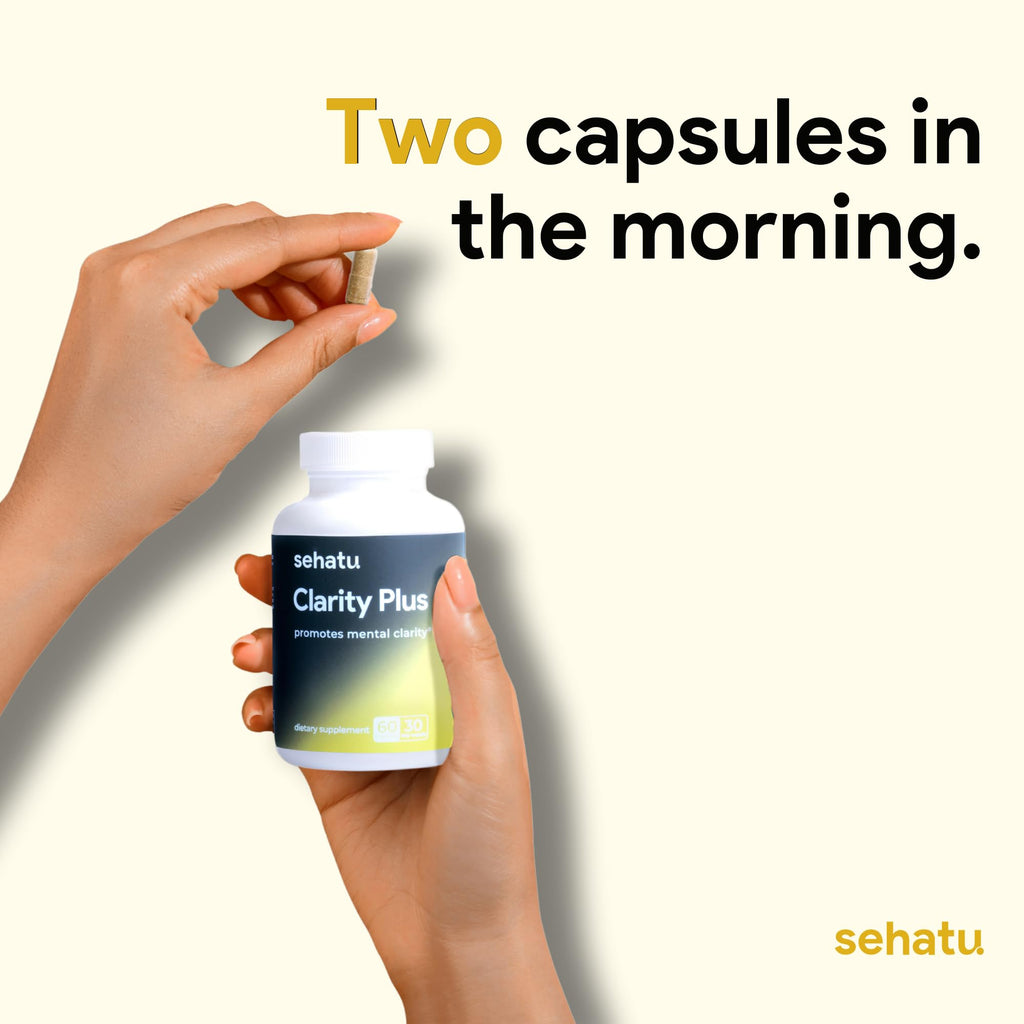 SEHATU Clarity Plus Cognitive Wellness Supplement | Packed with 10 Powerful Adaptogenic Mushrooms | Clear Brain Fog and Support Mental Clarity | 60 Count | 30 Day Supply - TrustMedUSA