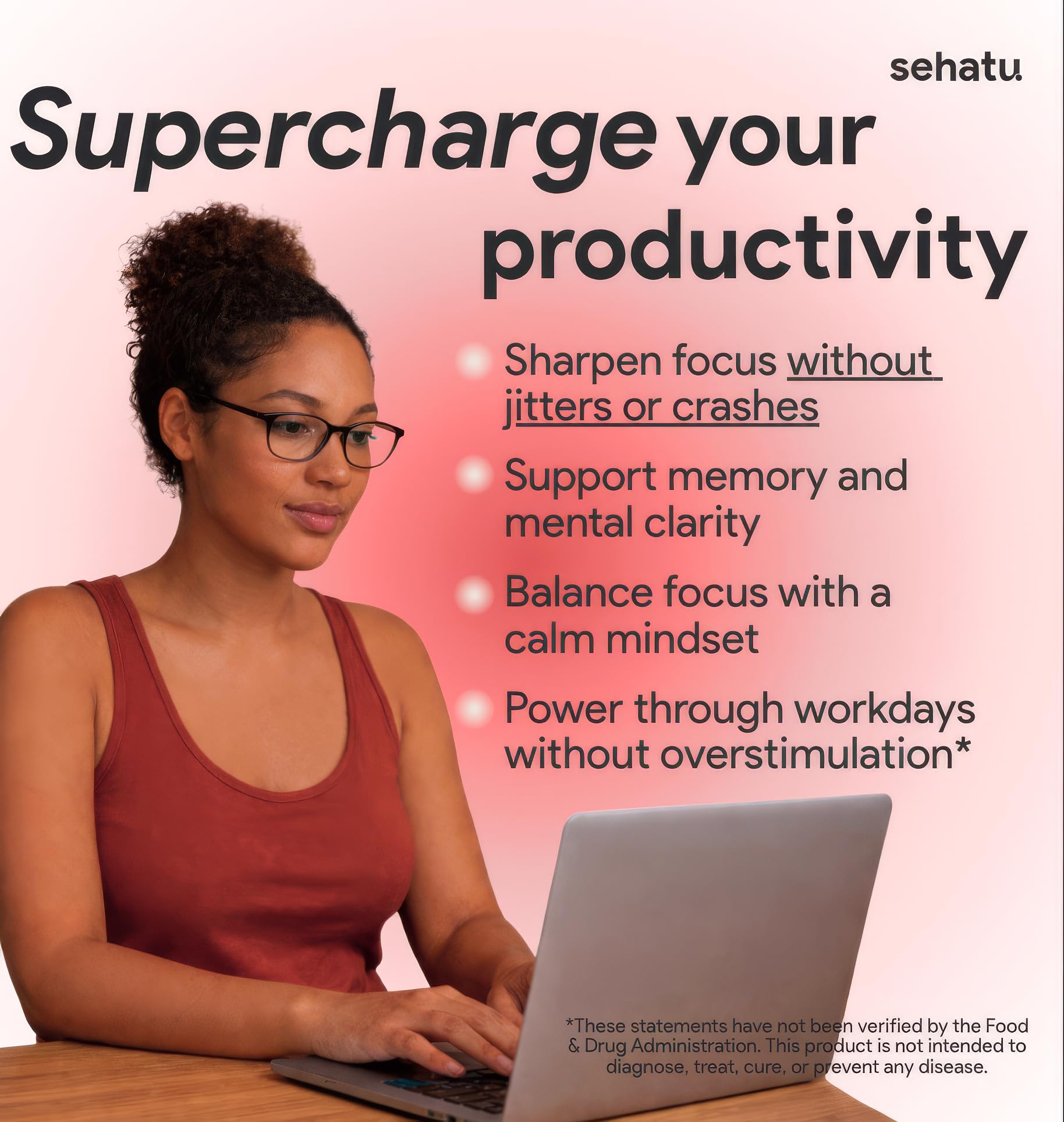 SEHATU Focus Plus Cognitive Performance Enhancer | with N-Acetyl L-Tyrosine, DMAE Bitartrate, GABA, Glutamic Acid | Boosts Focus, Enhances Memory, Supports Brain Health | 60 Count | 30 Day Supply - TrustMedUSA