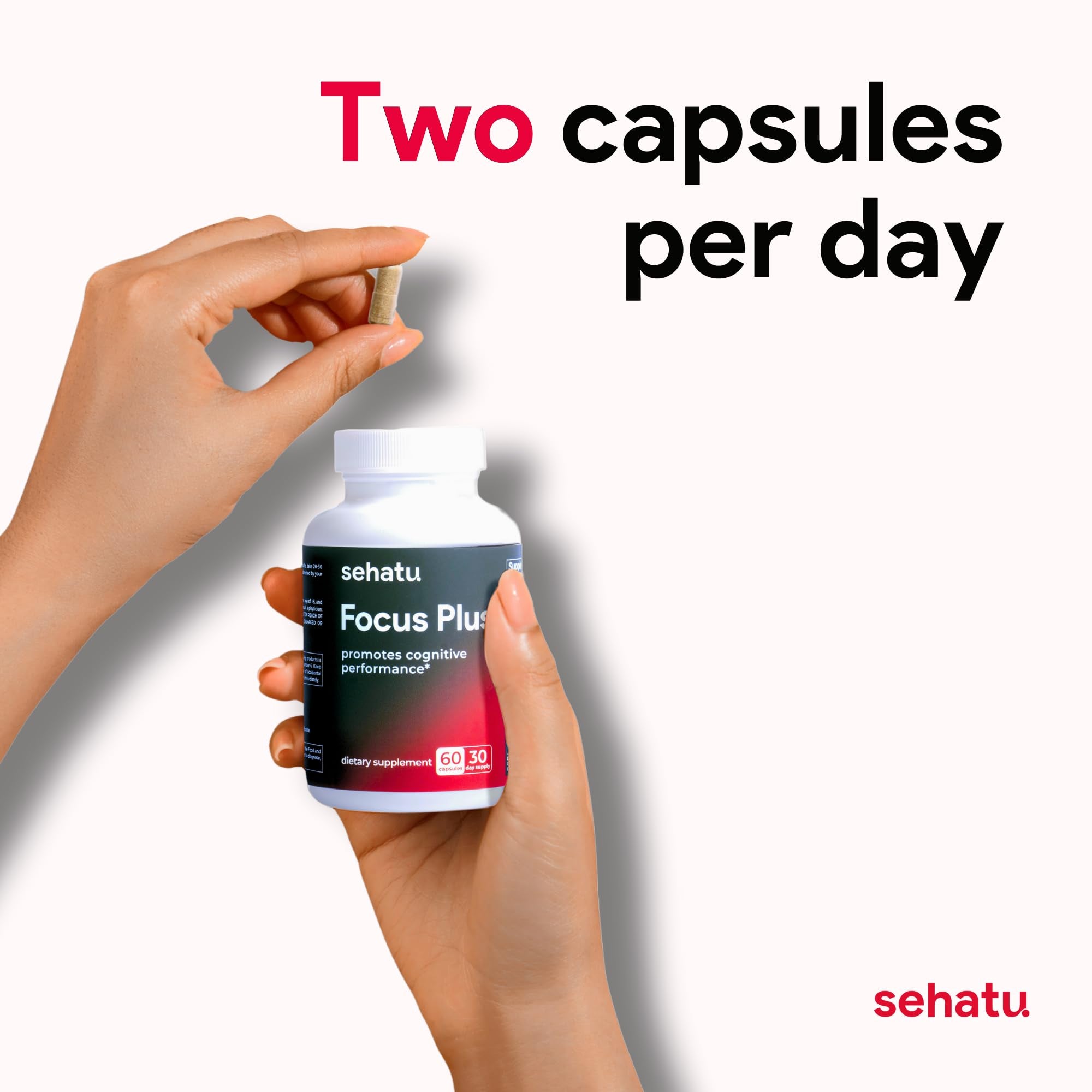 SEHATU Focus Plus Cognitive Performance Enhancer | with N-Acetyl L-Tyrosine, DMAE Bitartrate, GABA, Glutamic Acid | Boosts Focus, Enhances Memory, Supports Brain Health | 60 Count | 30 Day Supply - TrustMedUSA