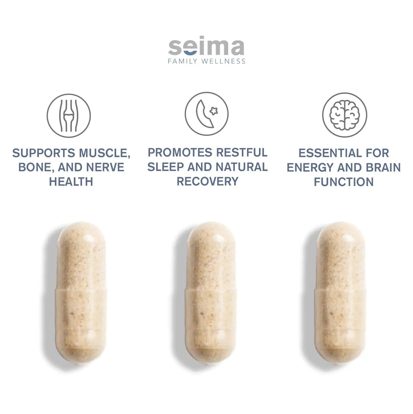 SEIMA - 4-in-1 Magnesium Complex – 1200 mg with Glycinate, Citrate, L-Threonate and Malate – Sleep, Stress Relief, Muscle Recovery, Energy and Well-Being for Women and Men, 90 Capsules - TrustMedUSA
