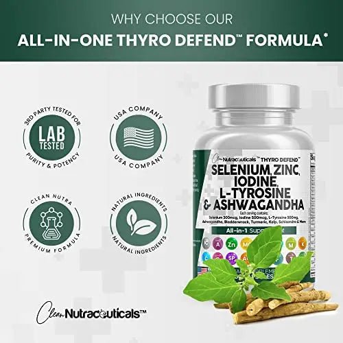 Selenium 300mcg Zinc 50mg Iodine 500mcg L Tyrosine 500mg Ashwagan - TrustMedUSA