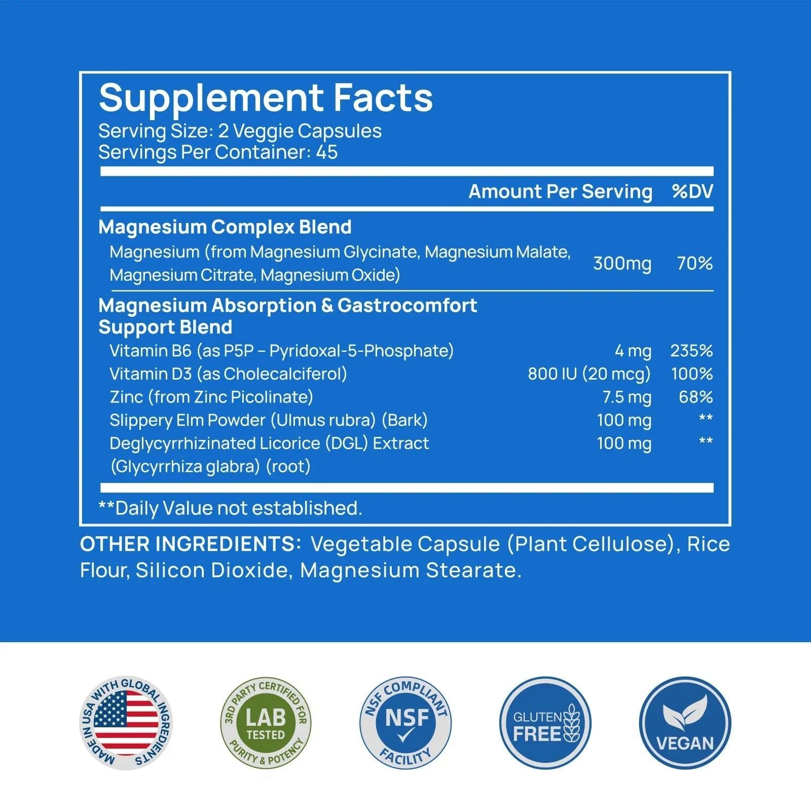 Selerb Magnesium Complex for Women and Men-Glycinate,Malate,Citrate,Oxide Supports Calm, Sleep, Muscle & Energy with D3, B6, Zinc, Slippery Elm & DGL Gentle on Stomach 90 Capsules - TrustMedUSA