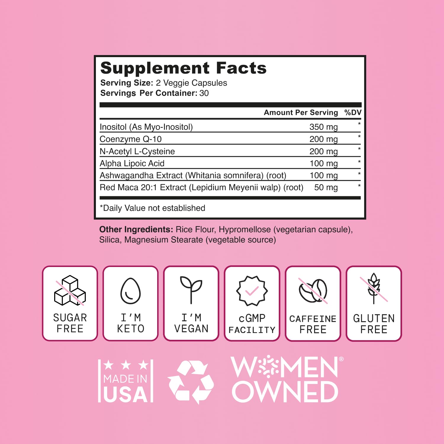 SELF NUTRITION Fertility Support for Women | Conception for Her, Coenzyme Q10, Ashwagandha, Myo-Inositol & More| Support Cycle Regularity & Ovulation| Vegan, Non-GMO, USA Made-60 Capsules - Maple Wellness Supplements