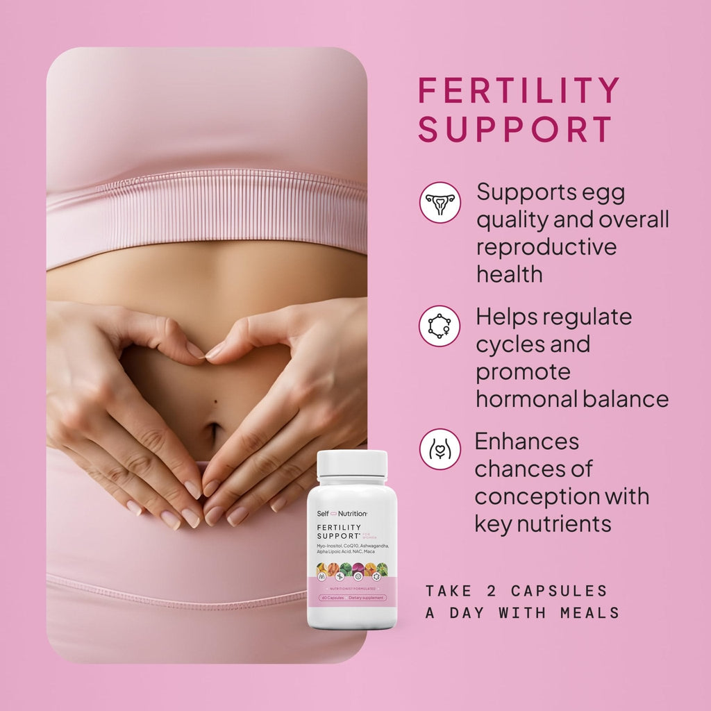 SELF NUTRITION Fertility Support for Women | Conception for Her, Coenzyme Q10, Ashwagandha, Myo-Inositol & More| Support Cycle Regularity & Ovulation| Vegan, Non-GMO, USA Made-60 Capsules - Maple Wellness Supplements