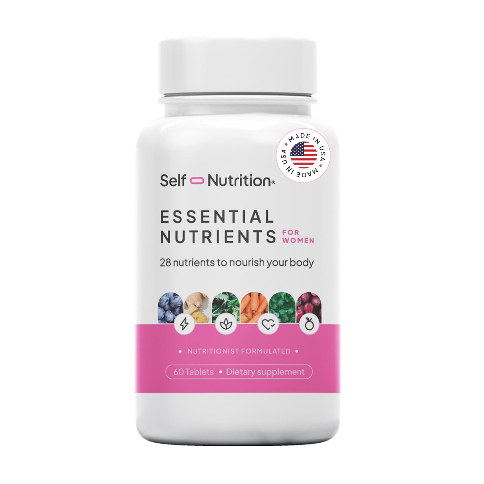 SELF NUTRITION Vegan Multivitamins for Women - Once Daily - 28 Nutrients - Boost Energy, Sleep, Hair, Skin, Nails & Reduce Cravings - Keto, Vegan, Gluten Free, Made in USA, 2-Months Supply - Maple Wellness Supplements
