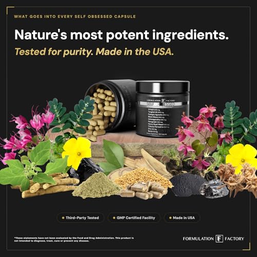 Self Obsessed Masculine Vitality & Testosterone Support - 10-in-1 Complex with Shilajit, Tongkat Ali, & Fadogia Agrestis - 120 Capsules, 2 Month Supply (120 Count (Pack of 1), Self Obsessed) - TrustMedUSA