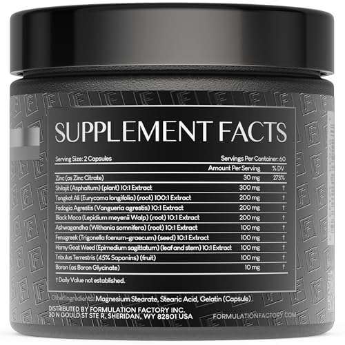 Self Obsessed Masculine Vitality & Testosterone Support - 10-in-1 Complex with Shilajit, Tongkat Ali, & Fadogia Agrestis - 120 Capsules, 2 Month Supply (120 Count (Pack of 1), Self Obsessed) - TrustMedUSA