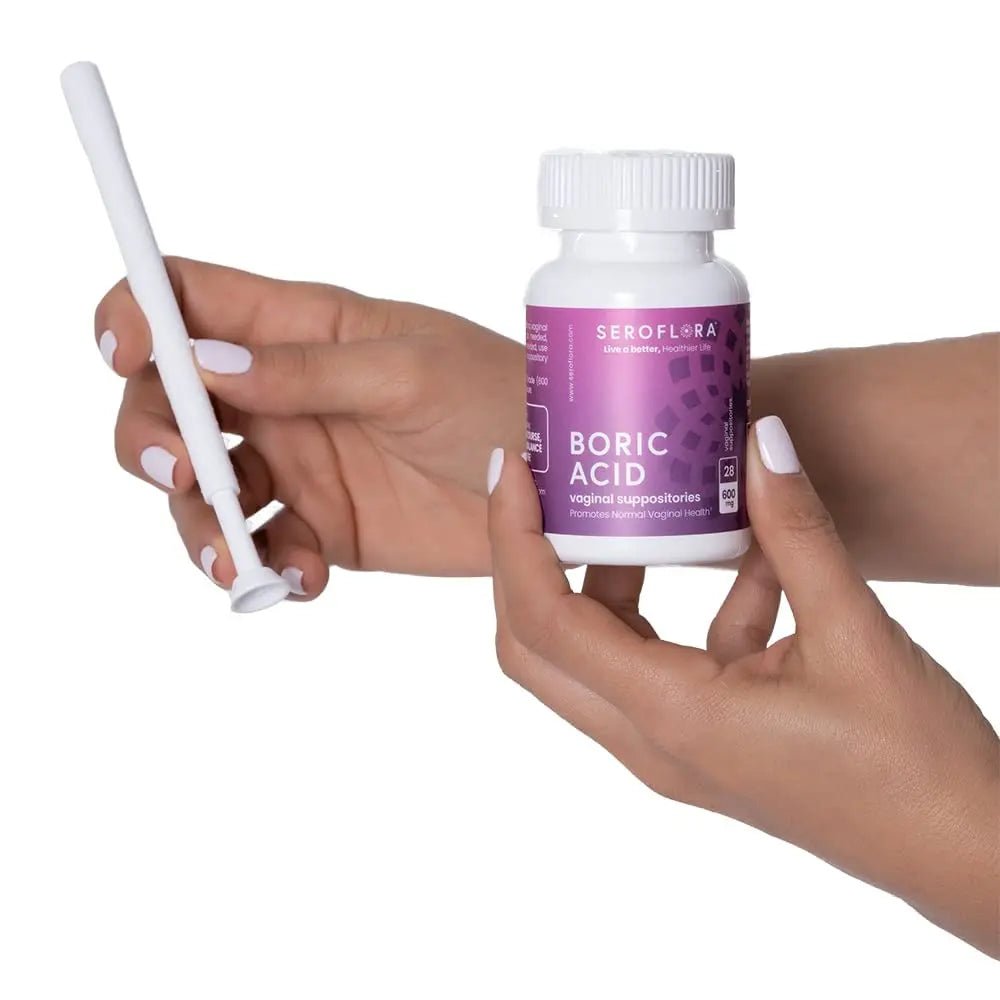 Seroflora Boric Acid 600mg Feminine Capsules, Feminine pH Support, Intimate Freshness for Women, Fast-Dissolving Capsules (30 Count) with Applicators (28 Count) - TrustMedUSA